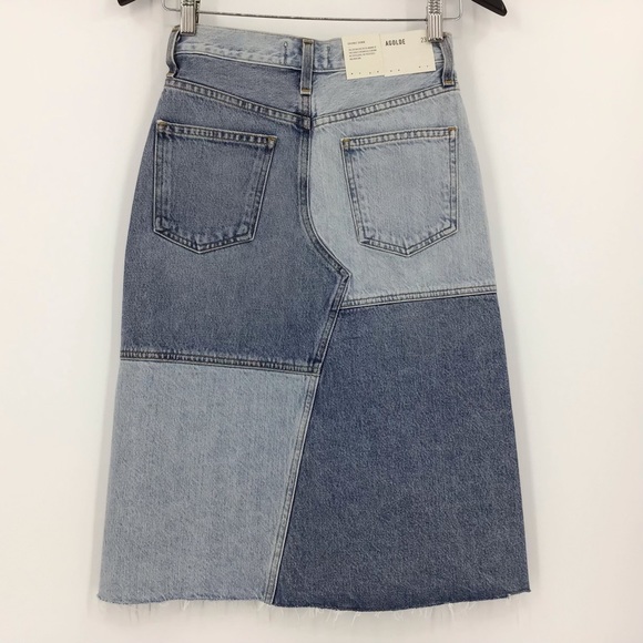 Agolde NWT Issa High Rise Long Slit Patchwork Denim Skirt, 23 - Picture 7 of 15